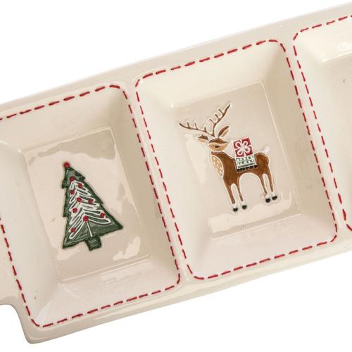 Visuel 3 du produit Assiette Fran coloris blanc en grès - 4,5 x 38,5 x 16,5 cm