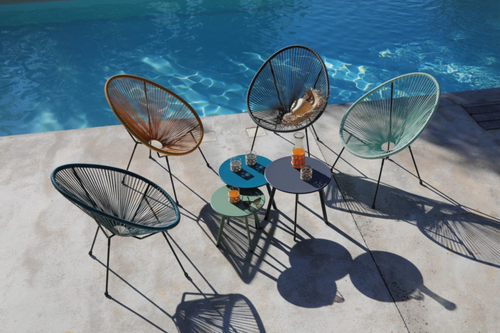 Visuel 5 du produit Table basse d'appoint bleue, en acier époxy, PROLOISIRS Massai - Ø45cm