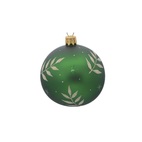 Visuel 1 du produit Boule de Noël verte en verre à motif - Ø 7 cm