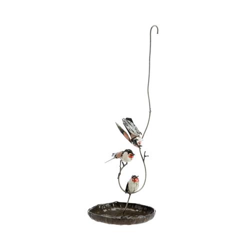 Visuel 1 du produit Suspension mangeoire ronde décor mésanges en métal recyclé Chouette & Co - 40 cm