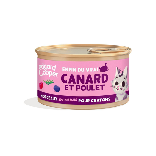 Visuel 1 du produit Pâtée pour chaton au canard et au poulet morceaux en sauce sans céréales Edgard & Cooper - 85 g