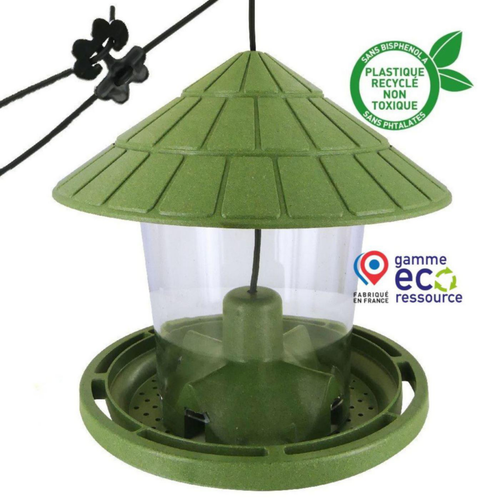 Visuel 1 du produit Mangeoire pour oiseaux en plastique 100 % recyclé coloris vert Natures Market Émilie - 21,7 x 20 cm