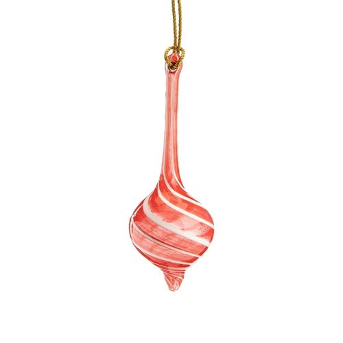 Visuel 1 du produit Suspension forme boule en verre rouge et blanc rayé - Ø 4,5 x 9,5 cm