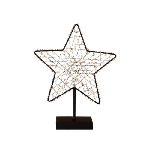 Visuel 1 du produit Décoration de Noël lumineuse étoile à poser coloris noir micro LED blanc chaud fil noir à piles - H 45 cm