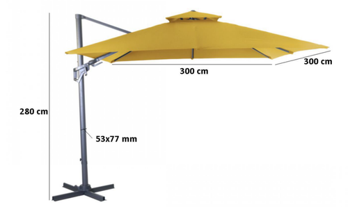 Visuel 4 du produit Parasol déporté orientable et inclinable taupe PROLOISIRS NH - 3x3m