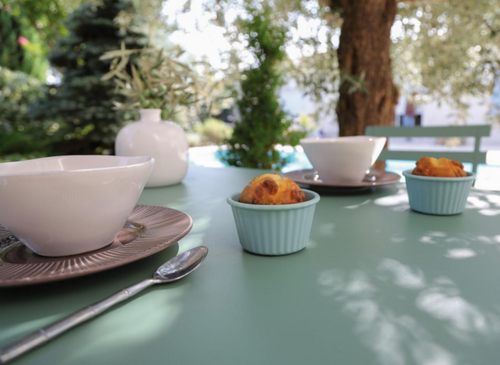 Visuel 3 du produit Guéridon pliant en acier époxy PROLOISIRS Cuba - 110x70 cm Vert amande