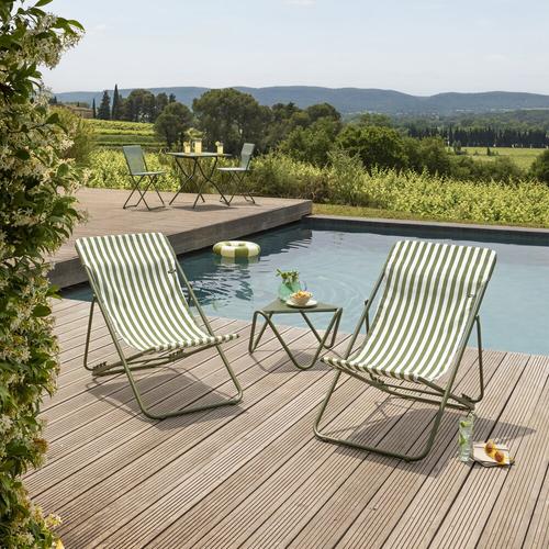 Visuel 5 du produit Maxi transat colorblock rayure moss Lafuma coloris vert en polyester - 62 x 83 x 91 cm