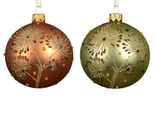 Visuel 1 du produit Boule de Noël en verre coloré à motif dandelion - Ø 8 cm