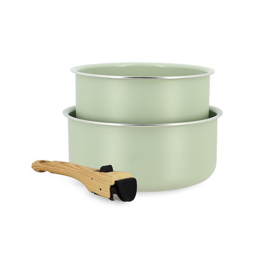Visuel 1 du produit Lot de 2 casseroles en aluminium céladon Menastyl Colorama - Ø 16/18 cm
