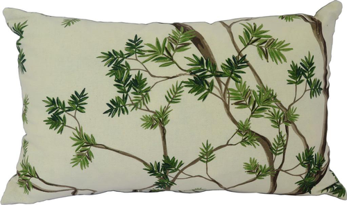 Visuel 1 du produit Coussin rectangulaire décoratif coloris vert en coton - 50 x 30 x 15 cm