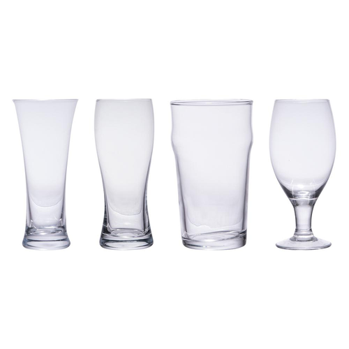 Visuel 1 du produit Chopes à bière en verre transparent - Coffret de 4 verres différents