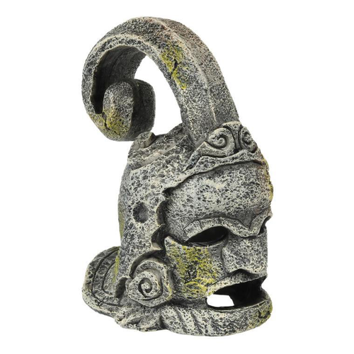Visuel 1 du produit Statue de casque aztèque pour aquarium gris 10x7xH12 cm