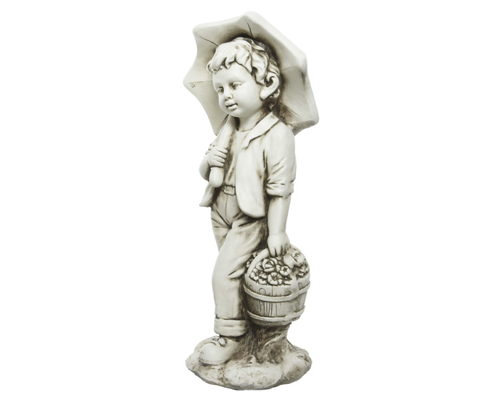 Visuel 3 du produit Statue garçon avec parapluie en polymagnesium blanc cassé - 67,5 cm