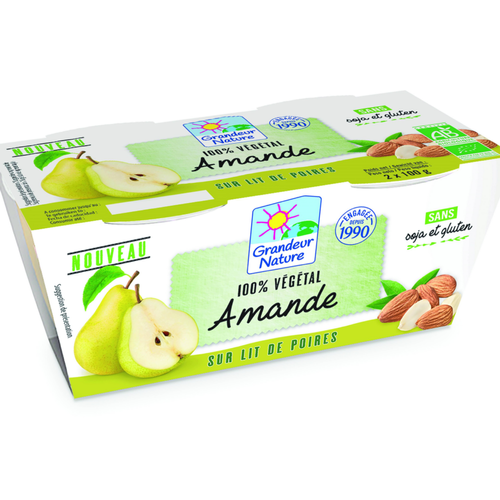 Visuel 1 du produit Dessert végétal amande poire Grandeur Nature - 2 x 100 g