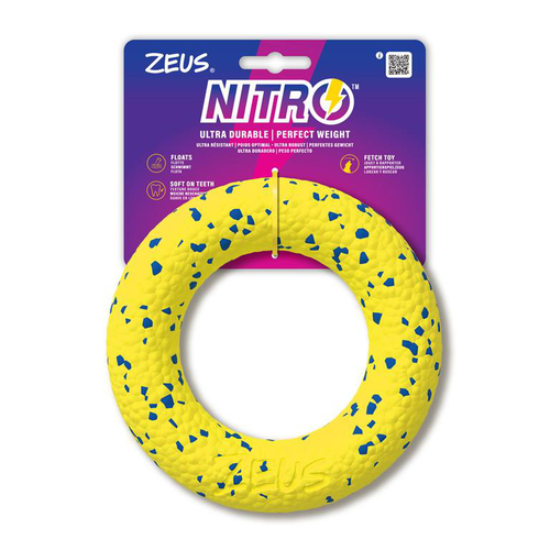 Visuel 2 du produit Jouet pour chien en caoutchouc naturel coloris jaune anneau Zeus Nitro Ring