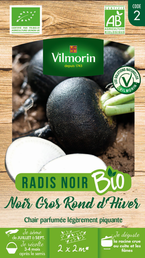 Visuel 1 du produit Radis Noir Gros Rond d'hiver Bio Vilmorin - graines à semer