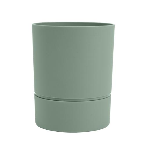 Visuel 1 du produit Pot rond en plastique à réserve d'eau coloris vert amande Poetic Aquaduo Orchidée - Ø 12,5 x H 15,5 cm