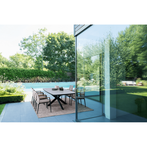 Visuel 8 du produit Table extensible en aluminium anthracide et pierre sintérisée Bizzotto Pascal Anthracite