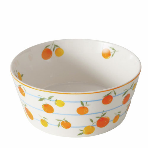 Visuel 1 du produit Bol à céréales en céramique blanc à motif fruits orange - Ø 15 x H 6,5 cm
