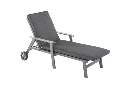 Visuel 1 du produit Bain de soleil Jasmin coloris gris en aluminium et bois - 189,5 x 83 x 54.5 cm