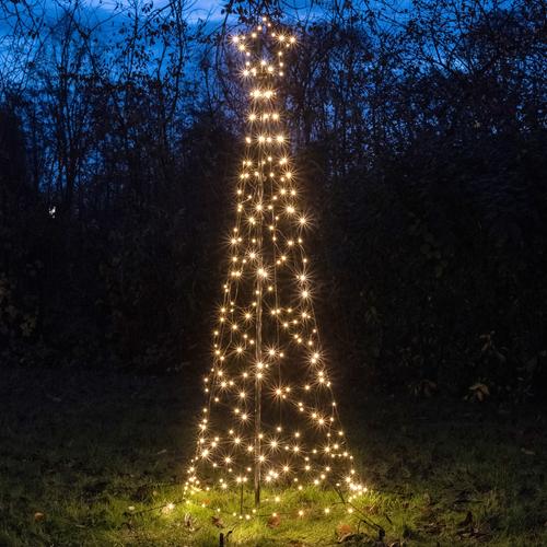Visuel 1 du produit Décoration lumineuse de Noël arbre avec étoile micro LED blanc orangé flash extérieur - H 200 cm x Ø 70 cm