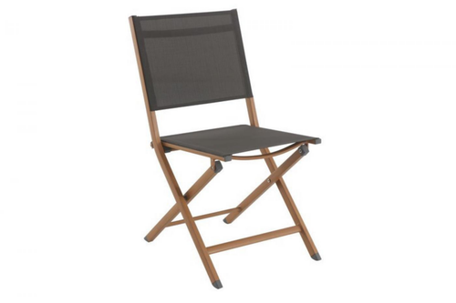 Visuel 1 du produit Chaise pliante en aluminium et teck anthracite CREADOR Timo