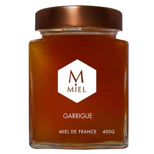 Visuel 1 du produit Miel de garrigue bio dans un pot en verre Hexagone - 400 g