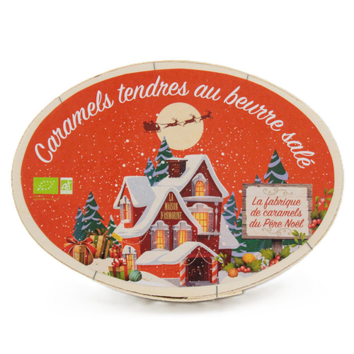 Visuel 1 du produit Caramels tendres au beurre salé bio Maison Armorine - dans une boîte ovale en bois de 250 g