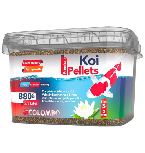 Visuel 1 du produit Granulés mini pour kois, 3mm, COLOMBO BASSIN, modèle Kois Pellets - 880g/2,5L