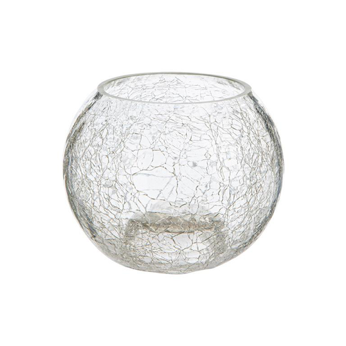 Visuel 1 du produit Bougeoir boule en verre transparent craquelé - 9 x 11 cm