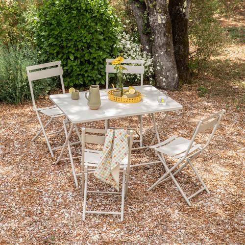 Visuel 5 du produit Chaise de jardin pliante Clivia coloris beige en acier - 50,5 x 42 x 84 cm