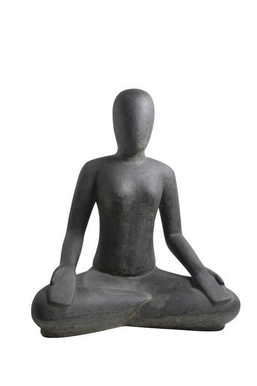 Visuel 1 du produit Décoration pour jardin aquatique coloris noir en pierre reconstituée figurine yoga SEDA Méditation - 30 cm