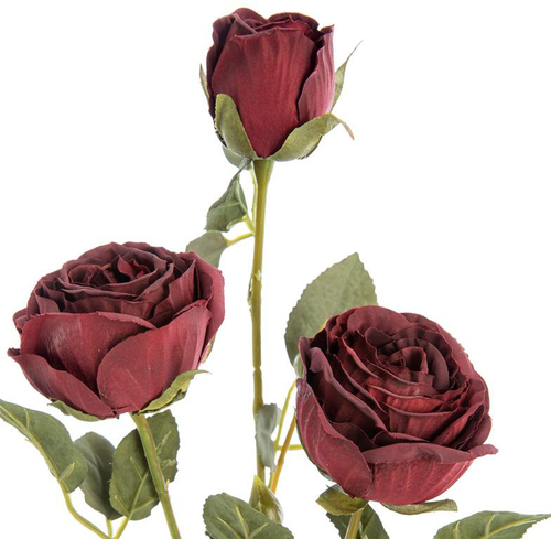 Visuel 2 du produit Fleur artificielle en papier tige avec 3 roses en bouton coloris rouge - H 61 cm