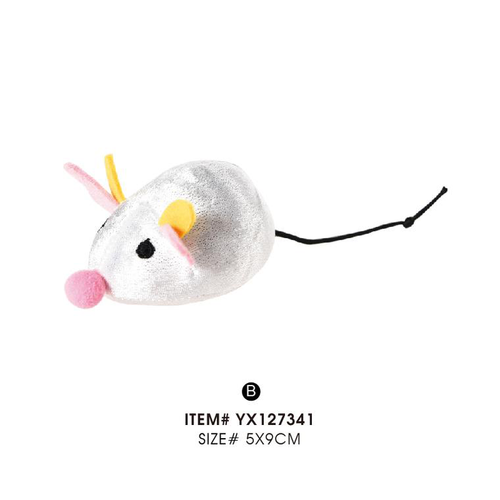 Visuel 1 du produit Jouet pour chat coloris blanc et rose peluche de Noël souris Bubimex - 9 x 5 cm