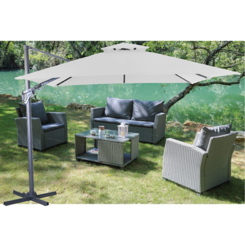 Visuel 2 du produit Parasol déporté orientable et inclinable couleur écru Proloisirs - 3 x 3 m