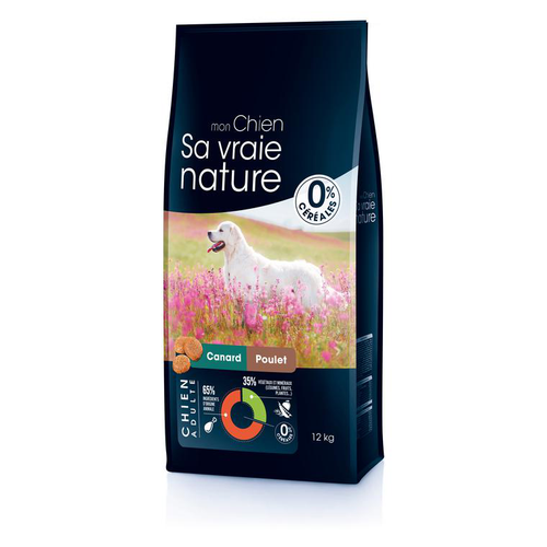 Visuel 1 du produit Croquette pour chien adulte au canard et au poulet Sa vraie nature - 12 kg