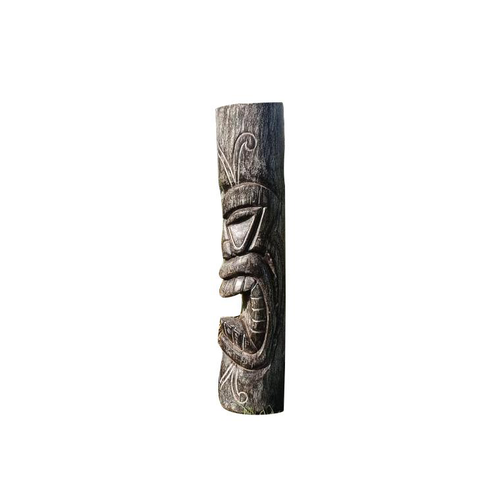Visuel 1 du produit Sculpture en bois de cocotier cendré de Tête de Tiki mauri - 50 cm