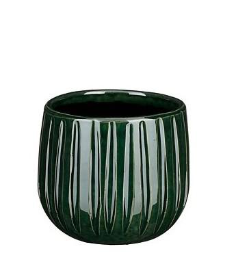 Visuel 1 du produit Pot rond Edelman Hollande cannelé vert foncé Pablo – Ø 24 x H 12 cm