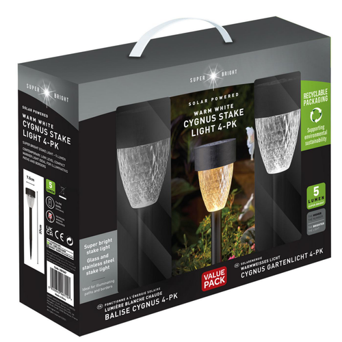 Visuel 2 du produit Balise solaire à piquer en verre et acier gris 5 lumens blanc chaud Cygnus