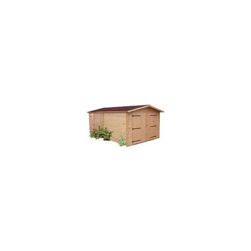 Visuel 1 du produit Garage en madriers de bois Douglas massif livré Foresta Bois Habrita - 21,15 m²