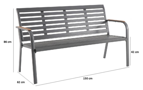 Visuel 9 du produit Banc de jardin 3 places en aluminium, anthracite - CREADOR MARTA