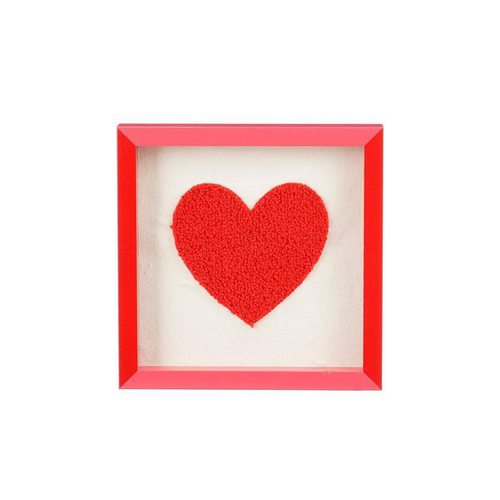 Visuel 1 du produit Décoration murale carrée avec cœur rouge - 17,5 x 17,5 x 2,5 cm