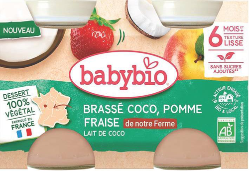 Visuel 1 du produit Brassé végétal coco pomme fraise Babybio 6 mois – 2 x 130 g