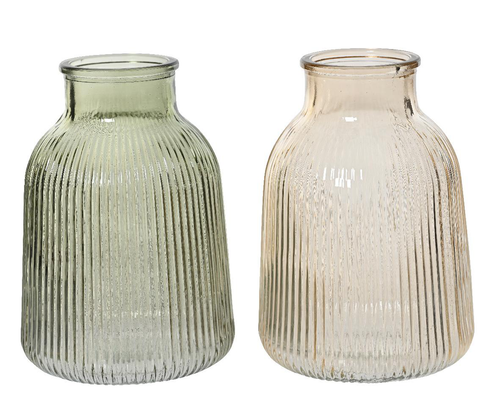 Visuel 1 du produit Vase en verre vaporisé à stries - Ø 10 x H 12 cm