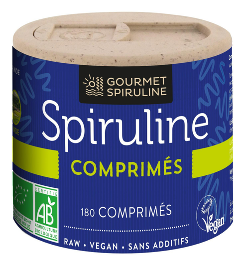 Visuel 1 du produit Complément alimentaire spiruline bio Gourmet Spiruline - 180 comprimés