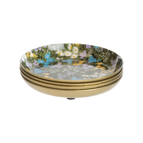 Visuel 2 du produit Sous-verres en métal noir à fleurs multicolores x 4 - 10 x 3 cm