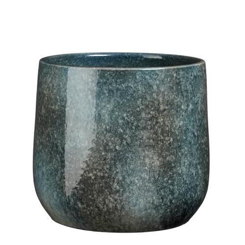 Visuel 1 du produit Pot rond coloris bleu en terre cuite Hugo Mica Decorations - 25 x Ø 28 cm