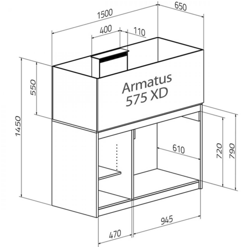Visuel 4 du produit Aquarium blanc, silencieux AQUA MEDIC - modèle Armatus 575 XD, avec meuble - 575L