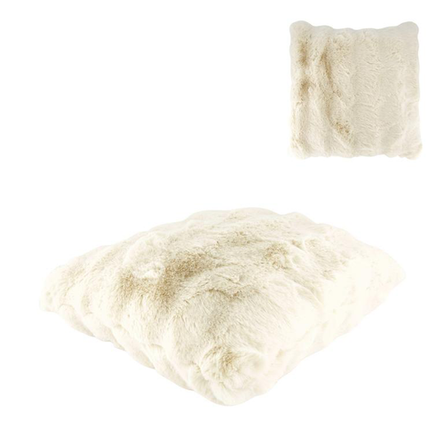 Visuel 1 du produit Coussin blanc cassé en polyester - 45 x 45 x 12 cm