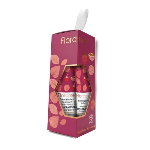 Visuel 1 du produit Coffret duo crème mains et baume teinté pour les lèvres litchi framboise Florame - les 2 pièces